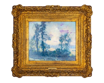 Original Antique Oil Painting - Lawton Parker, American Impressionist 1868-1954 "Sunlit Landscape" 1910 - Oil on Board + Provenance