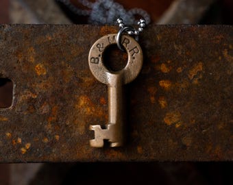 Very Rare Original Antique 1800s Boston and Maine Railroad Brass Lock Key Necklace Sherburne and Co B&M RR - One of a Kind! - Made in USA