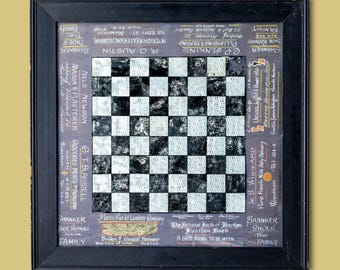 Rare Incredible Antique Reverse Painted Framed Advertising Game Board Mansfield MA Lumber, Hardware, Electric, Bank, Shoe Repair, Decorating