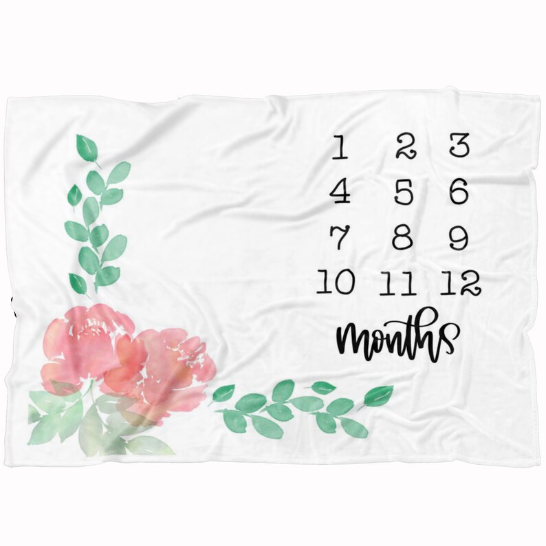 Monthly Milestone Baby Blanket Floral Baby Blanket Fleece Etsy