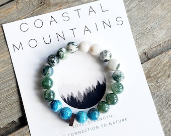 Coastal Mountain Agate Beaded Bracelet | Pacific Northwest Unisex Jewelry