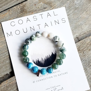 Bracciale con perline di montagna costiera ispirato alla costa occidentale / Bracciale unisex / Regalo / Pacifico nordoccidentale / Natura / Bracciale da uomo / Bracciale da donna