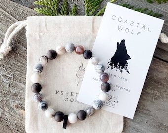 Coastal Wolf gemstone bracelet | Sea Wolf | Great Bear Rainforest | PNW | Grey wolf | Best friend | Christmas Gift | stocking stuffer |