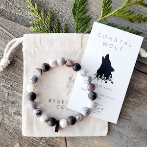 Coastal Wolf gemstone bracelet | Sea Wolf | Great Bear Rainforest | PNW | Grey wolf | Best friend | Christmas Gift | stocking stuffer |