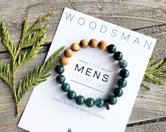 Woodsman gemstone beaded bracelet | mens gift | dad gift | christmas gift | boyfriend gift | father gift | wood | stocking stuffer | mens