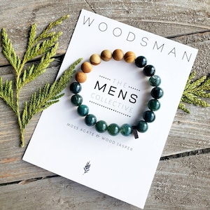 Woodsman gemstone beaded bracelet | mens gift | dad gift | christmas gift | boyfriend gift | father gift | wood | stocking stuffer | mens