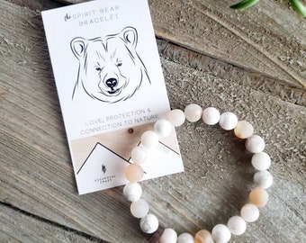 Spirit Bear | gemstone bracelet | Great Bear Rainforest | For her | Best friend | Mom gift | Christmas Gift | stocking stuffer | womens gift