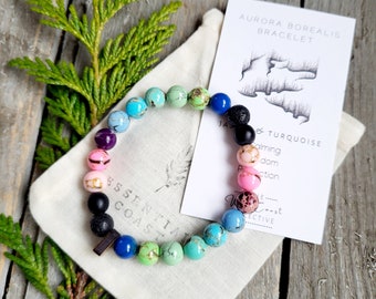 Aurora Borealis healing stone gemstone beaded Bracelet | Northern Lights | Womens Gift |  Christmas Gift | Mom Gift | aromatherapy