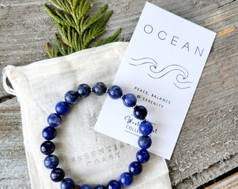 Sodalite Gemstone Beaded Bracelet | PNW Pacific Ocean Jewelry