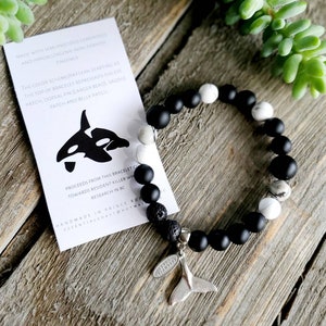 Orca gemstone beaded bracelet | Killer Whale | healing stone bracelet | mens bracelet | womens bracelet | womens gift | mom gift | mens gift