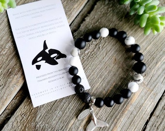 Orca gemstone beaded bracelet | Killer Whale | healing stone bracelet | mens bracelet | womens bracelet | womens gift | mom gift | mens gift