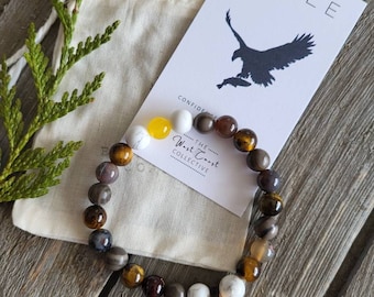 Bald Eagle Gemstone Bracelet | Howlite, Jasper & Tiger's Eye