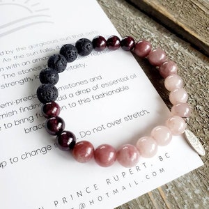 Sunset healing stone gemstone beaded bracelet | Womens Gift | Ombre | Womens Bracelet | Best friend | Mom gift | Aromatherapy | Lava stone
