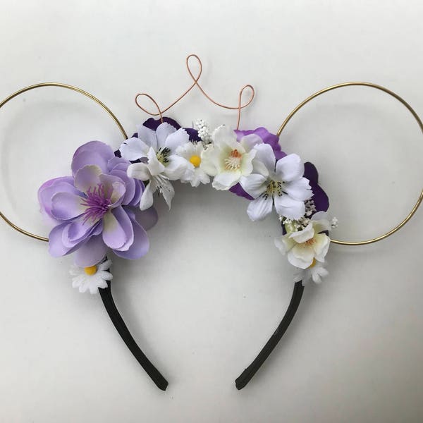 Princess Minnie Ears, Floral Mickey Ears, Flower Crown, Disney Mouse Ears