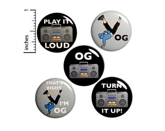 Hip Hop Buttons or Fridge Magnets // 5 Pack // Backpack Pins // Break Dancing // Lapel Pins  // Original Gangster // Gift Set // 1" #P7-5