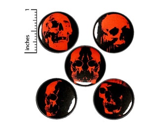 Skull Button or Fridge Magnet 5 Pack of Pin for Backpack or Jackets Pinbacks Horror Gift Pin Set Cool Rad Dark Edgy 1 Inch SP4-1