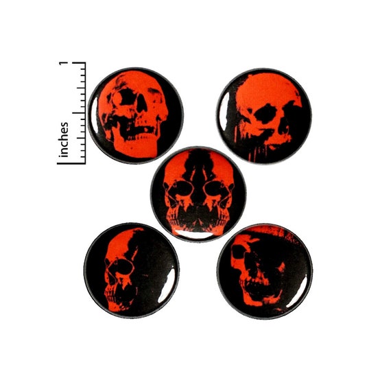 Skull Button or Fridge Magnet 5 Pack of Pin for Backpack or Jackets Pinbacks Horror Gift Pin Set Cool Rad Dark Edgy 1 Inch SP4-1