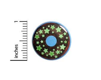 Cute Donut Stars Blue Button Cute Geeky Nerdy Backpack Jacket Pin 1 Inch #46-18 -