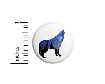 Cool Wolf Button Badge Silhouette Forest Night Sky Hiking Backpack Pin 1 Inch #50-11