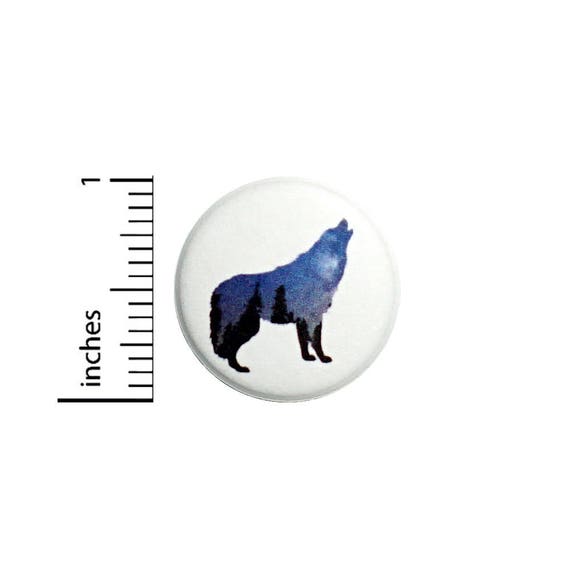 Cool Wolf Button Badge Silhouette Forest Night Sky Hiking Backpack Pin 1 Inch #50-11