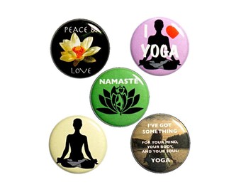 Yoga Pin Buttons or Fridge Magnets, Yoga Pins, Backpack Pins, Yoga Gifts, Teacher, Student, Pin Buttons or Magnets, Yoga Gift Set, 1" P9-3