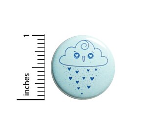 Cute Rain Cloud Button // Heart Eyes Pin // Love The Rain // Backpack Pin // Lapel Pinback // Cute Weather Gift 1 Inch #82-27