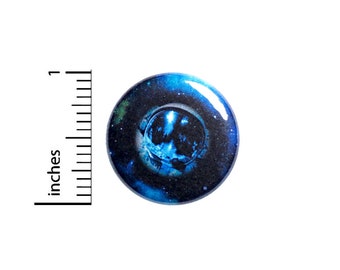 Blue Planet Outer Space Button Pin or Fridge Magnet, Backpack Pin, Lapel Pin, Sci-Fi Pin, Space Pin-Back, Button Cool, Gift, 1 Inch 95-28