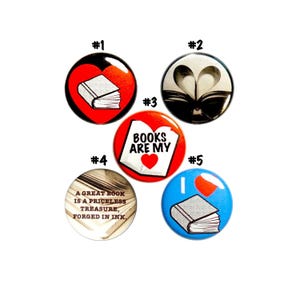 Book Lover Gift, Reading Pin Buttons, I Love Books, Reading Gift, Cute Book Pin Button Set, Book Lover Gift, Introvert Pins, 1 Inch P76-2