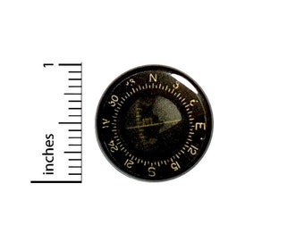 Compass Button // for Backpack or Jacket Pinback // Traveler Explorer Steampunk Pin // 1 Inch 15-6