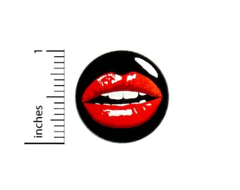 Cool 80's Style Red Lips Mouth Button Badge Rad Backpack Jacket Pin 1 Inch #50-26