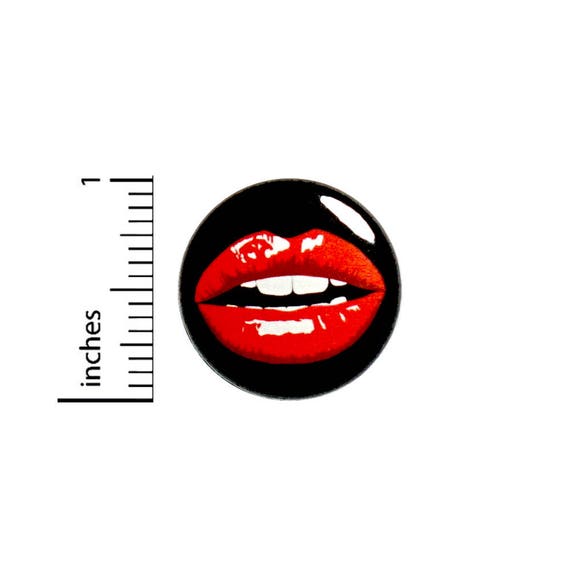 Cool 80's Style Red Lips Mouth Button Badge Rad Backpack Jacket Pin 1 Inch #50-26