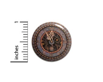 Steampunk Clockwork Button // Victorian Pin // Steampunk Clock Pinback // Pin 1 Inch 5-6