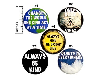 Positive Saying Buttons 5 Pack of Backpack Pins Lapel Pins Cool Brooches Badges Gift Set Cute Accessories 1" P17-1