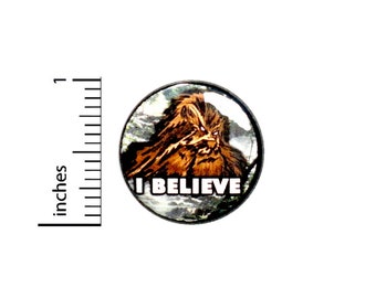 Funny Bigfoot Button Yeti Sasquatch I Believe Original Art Print Pin 1 Inch
