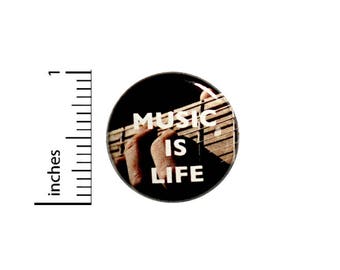 Music Is Life Button Indie Rock Jacket Backpack Pin Pinback Guitar Gift Quote 1 Inch #22-26