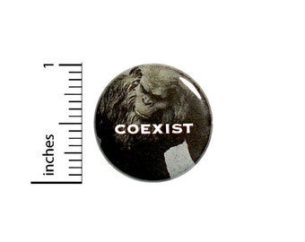 1 Inch Pinback Button Coexist Bigfoot Yeti Sasquatch Pin Awesome Random Funny Geekery Nerdy