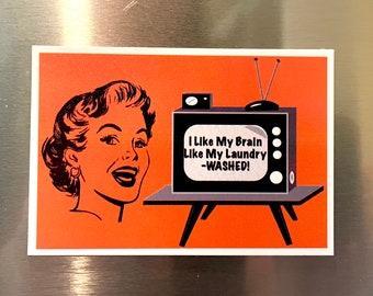 Funny 1950s Woman Magnet, Funny Kitchen Decor, Vintage Style Refrigerator Magnet, Vintage Lady Magnet TV Head Gift 2.25"x3.25" P8-1
