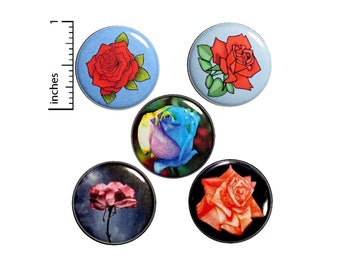 Rose Buttons or Fridge Magnets // Backpack Pins // Cool Jacket Pins // Rose Brooch // Cute Lapel Pins // Magnets // Unique Gift Set  1" P2-5