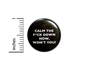 Calm Down Now Button // Sarcastic Button // Funny Random Pinback // Pin 1 Inch 5-18