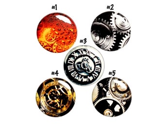 Steampunk Gears 5 Pack - Backpack Pins // Button // Lapel Pin // Cool Brooch, Badge // Cosplay // Steampunk - Gift Set 1" E1-1