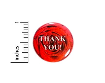 Thank You Button // Wedding Reception Favors // Anniversary Party Pinback // Red Rose Pin // 1 Inch 12-1