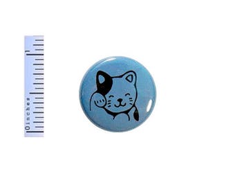 Lucky Cat Button Cute Cartoon Anime Cat Kitten Blue Gift Backpack Pin Pinback 1 Inch #24-7