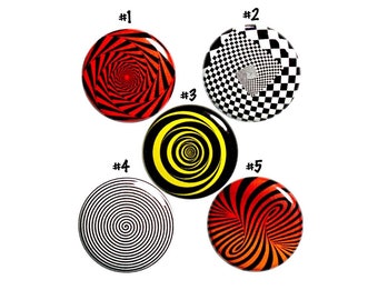 Psychedelic Gift Set Spiral Pin Button or Fridge Magnet, Backpack Pin 5 Pack, Weird, Twisted, Cool Friend Gift, Magnet or Pin Set, 1" P40-4