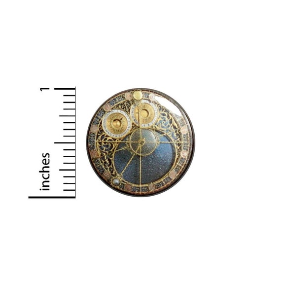 Steampunk Instruments Button // Compass Map Pinback for Backpack or Cosplay // Dieselpunk Pin // 1 Inch 14-13