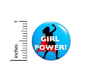 Girl Power! Superhero Super Chick Woman Girl In Cape Awesome Fun Gift 1 Inch #35-28 -