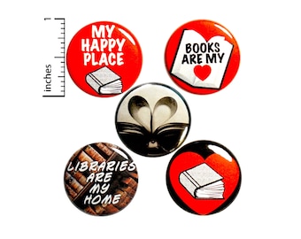 Book Lover Gift, Reading Pin Buttons or Fridge Magnets, Reading Gift, Cute Book Pin Button or Magnet, Gift Set, Introvert Pins, 1 Inch P32-3