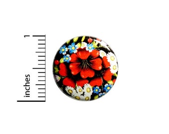 Japanese Style Flowers Pin Button or Fridge Magnet, Japanese Flowers, Cool Pin, Japan Style Gift, Pretty Gift, Button Pin or Magnet, 1" 90-8