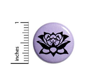 Lotus Button Pin Purple Black Pretty Rad Jacket Backpack Peace Love Pinback 1 Inch #54-26