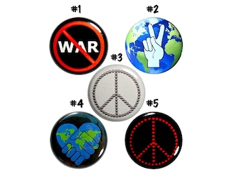 No War or Hate, Peace Pin for Backpack Set of Buttons, World Peace Pins, Lapel Pins Cool Brooches Badges Anti-War Buttons Gift Set 1" P78-3
