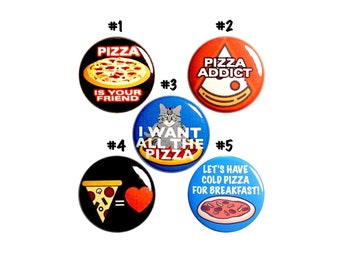 Pizza Party Pin for Backpack Pizza Party Favors, 5 Pack, Funny Lapel Pins, Backpack Pins, Buttons, Pizza Lover's Gift Set 1" #P52-3